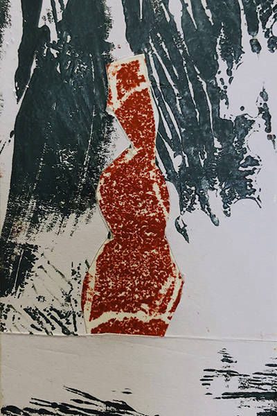 Holzschnitt-Collage von Anneliese Hirschvogl