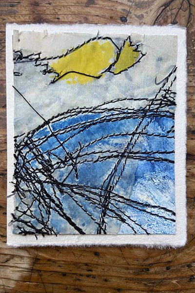 Faden-Acryl auf Papier von Katinka Molde