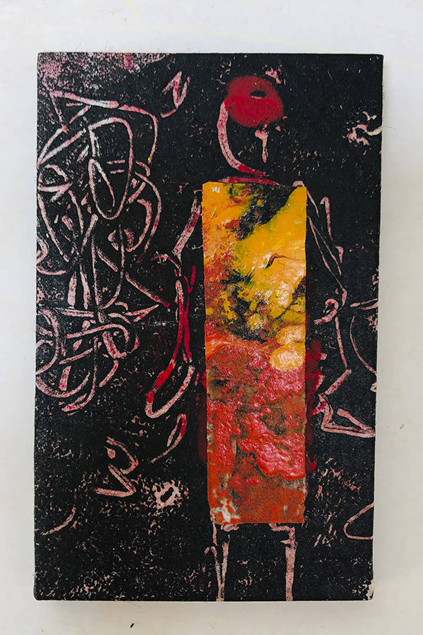 Holzschnitt/Collage von Anneliese Hirschvogl