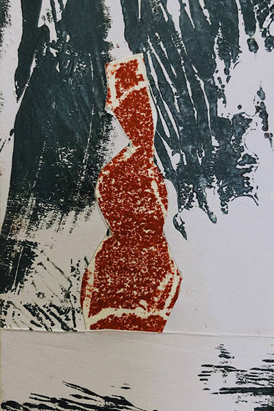 Holzschnitt/Collage von Anneliese Hirschvogl