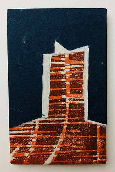 Holzschnitt/Collage von Anneliese Hirschvogl